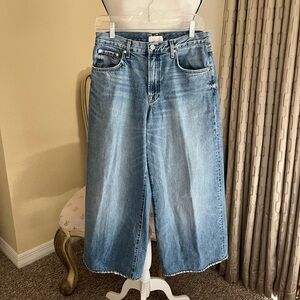 TWP Tiny Dancer Wide Leg Ankle Frayed Vintage Wash Jeans. Size 27